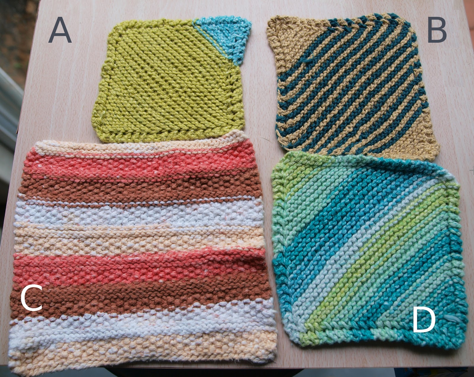 KnitOwl: dishcloth yarn comparison sugar and creme vs sugarwheel vs berroco  linsey